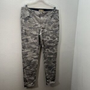 Democracy Women's 14 Camo Skinny Pants Zip Pockets "Ab" Technology Gray Stretch